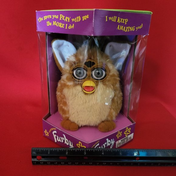 Electronic Furby Tiger Toy Tan Body White Stripes Beige Tummy White Inside Ears - Picture 10 of 13